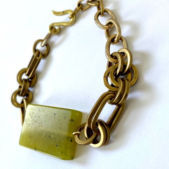 Handmade Jade Crystal Gemstone Statement Chain Bracelet Adjustable for Layering - Picture 8 of 9